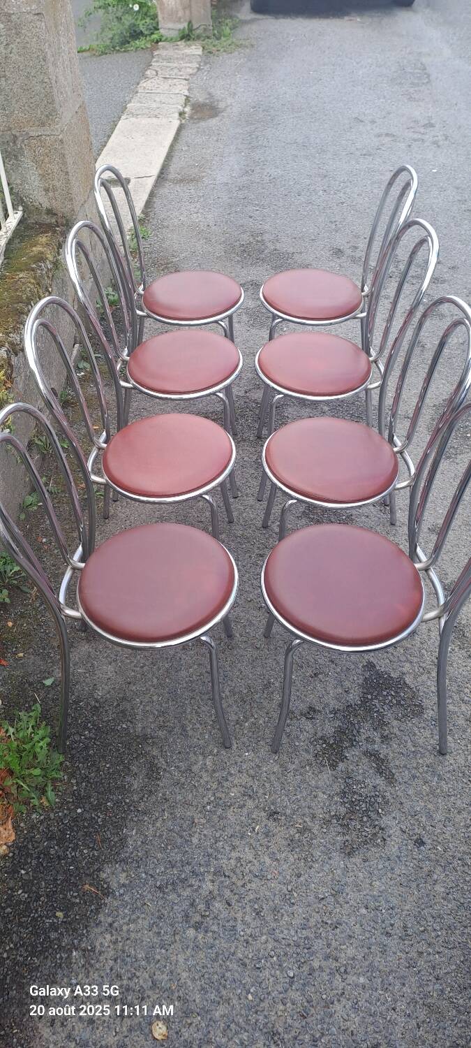 8 vintage chrome bistro chairs