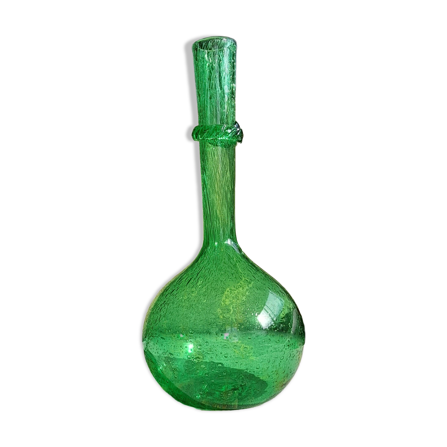 Green vase, biot 60s blown glass