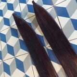 Paire de skis anciens en bois L=200cm