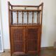 Retro-modernist - Sideboard-bookcase-2 doors-wood-rattan-cane-1960s