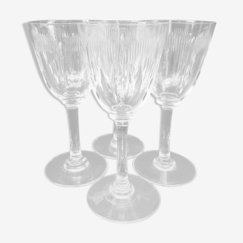 4 glasses of white wine in Bacccarat crystal, molière model, circa 1920.