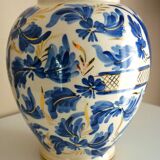 Vase vintage Hubert Bequet Quaregnon, oiseau du paradis bleu et dorure