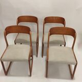 Series of 4 reupholstered Baumann sled chairs