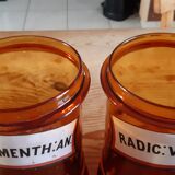 Pair of brown glass pharmacy jars