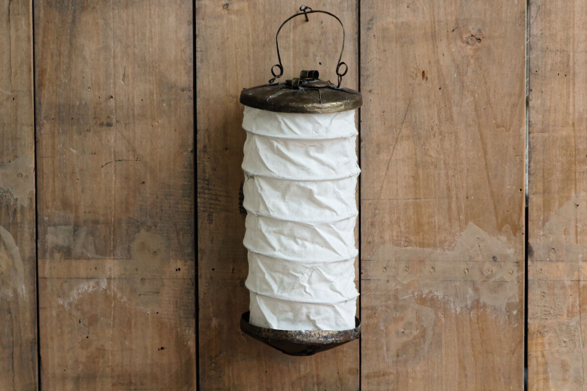 Lampion in natural cotton and metal