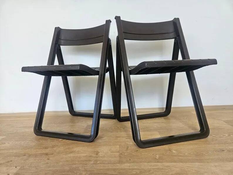 Pair of Rare Folding Chairs Dabaya, Allibert, France, 1970s