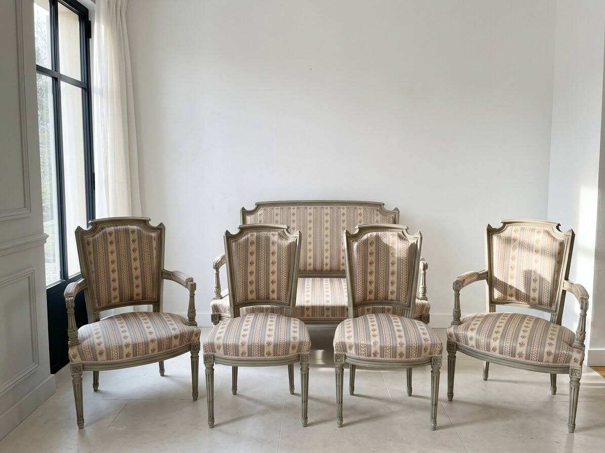 Canapé Louis XVI multicolore en bois