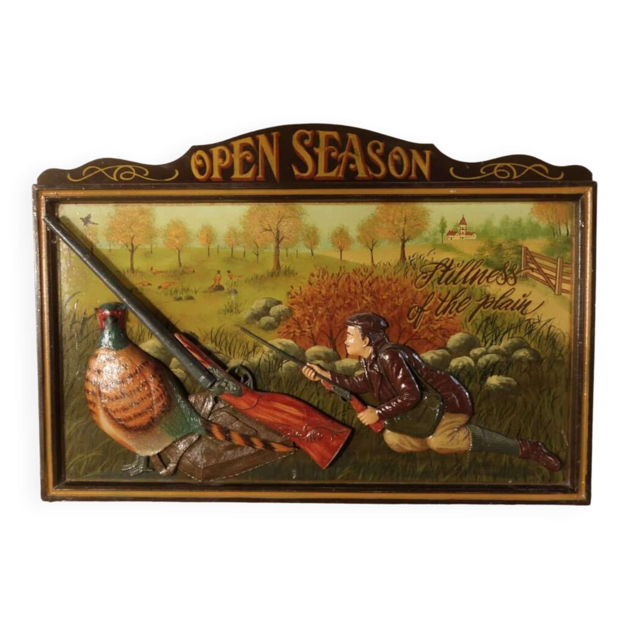 Country Corner Scène Chasse. Decoration Murale Vintage.