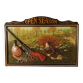 Country Corner Hunting Scene. Vintage Wall Decoration.