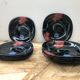 Series 12 old black opaline plates with vintage art deco flower decor