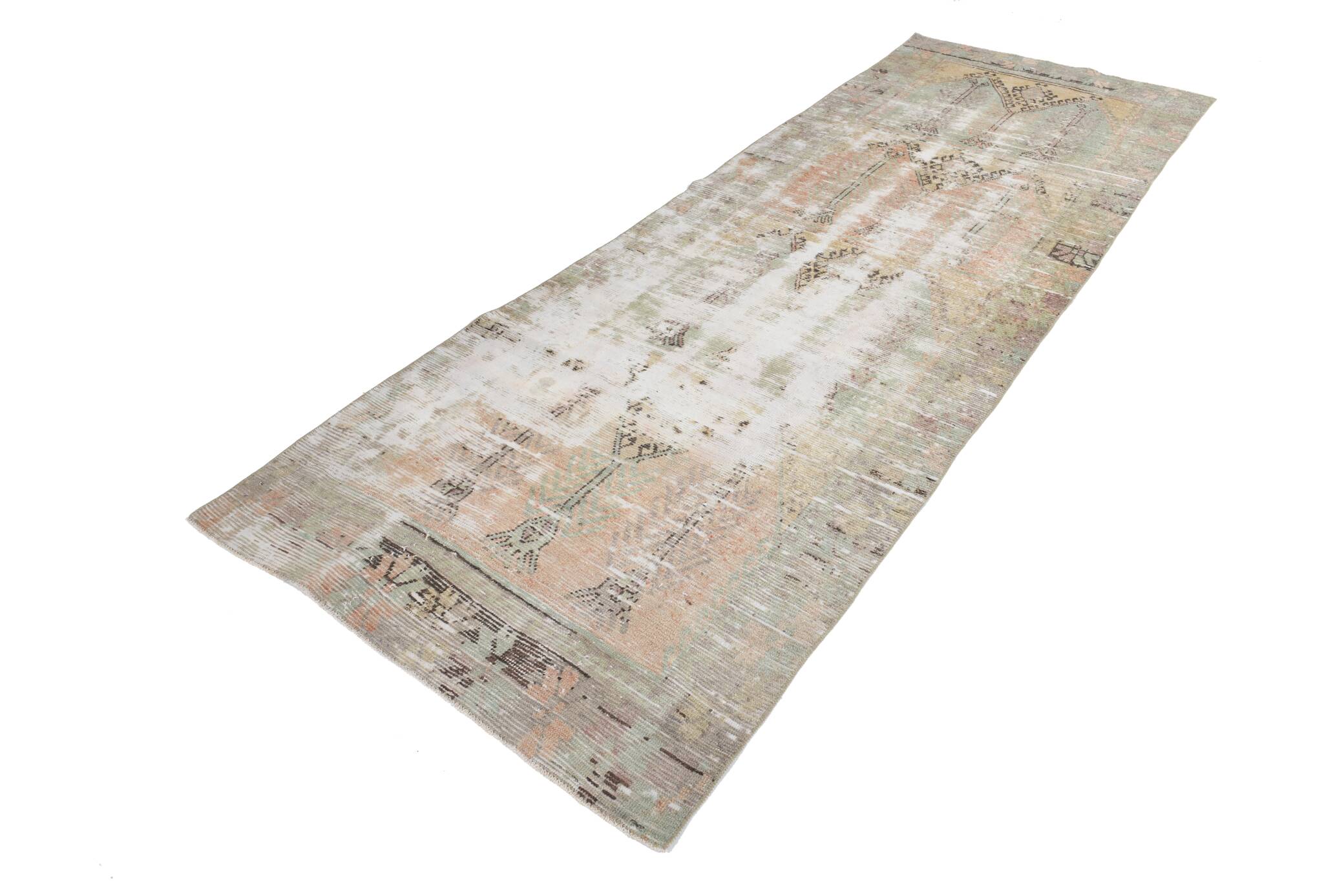 4x11 Long Wide Soft Beige Vintage Runner Rug, 116x334Cm FREE SHIPPING