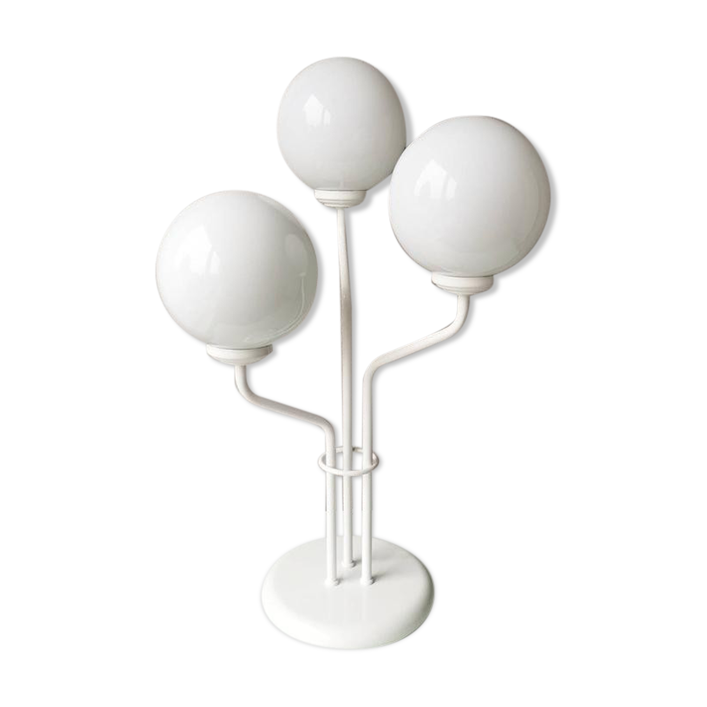 Vintage 80s white metal table lamp