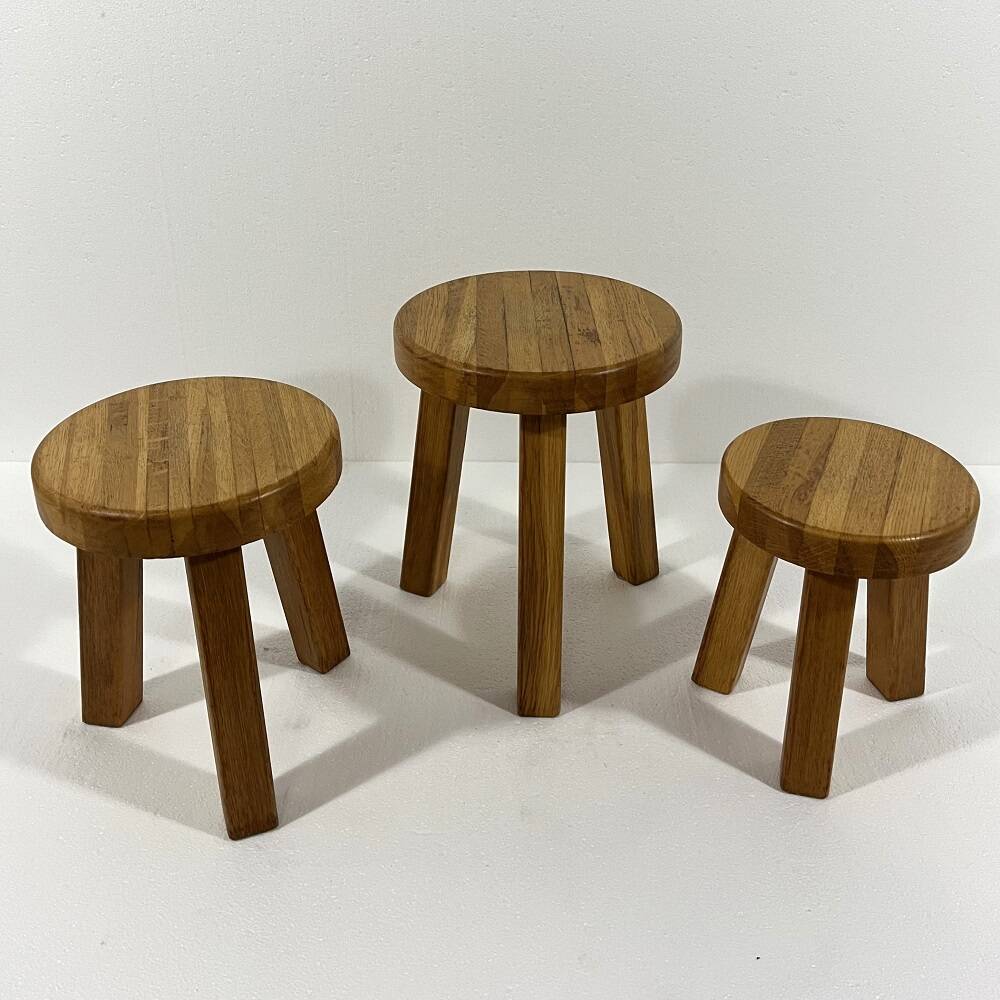 Brutalist blond oak side tables 1980’s