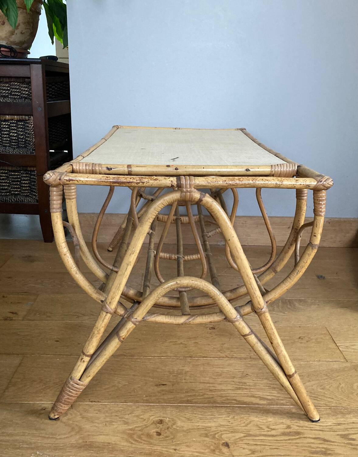 Vintage wicker rattan coffee table from the 1960s/70s (delivery possible)
