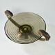Art deco glass in metal and rosewood 1930 fruit bowl