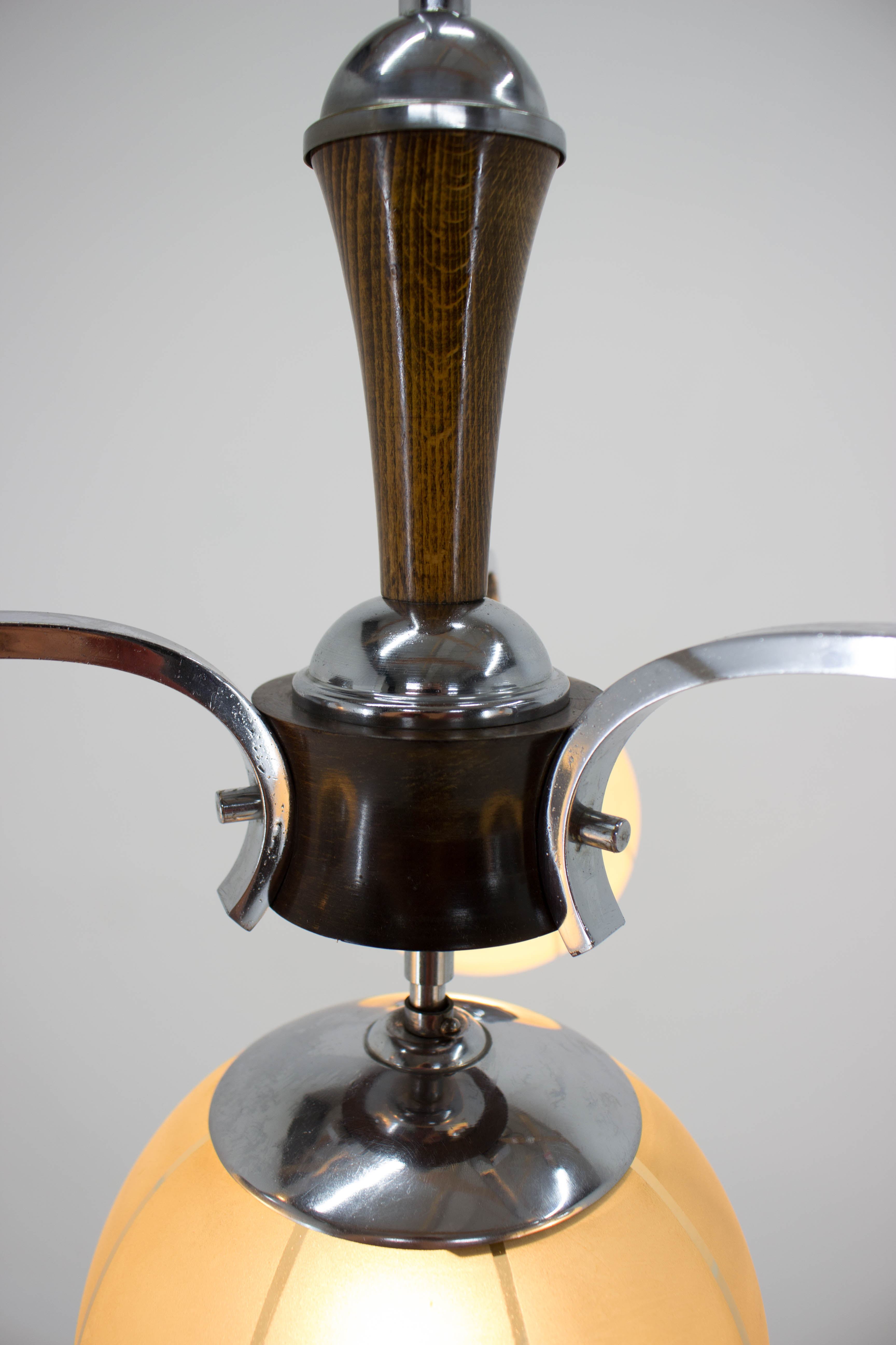 Chrome-plated Art Deco Chandelier, 1940s