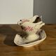 Old pink earthenware saucier Badonviller model Jasmin