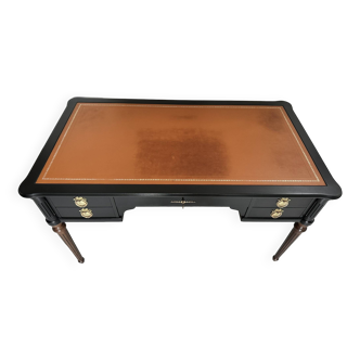 Louis XVI style minister's desk with leather top