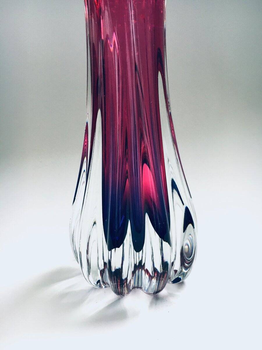 Czech Crystal Art Glass Beak Vase by Jozef Hospodka for Chribska Glassworks, 1950s