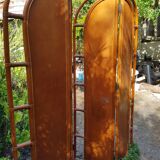 Rattan screen and vintage fabric