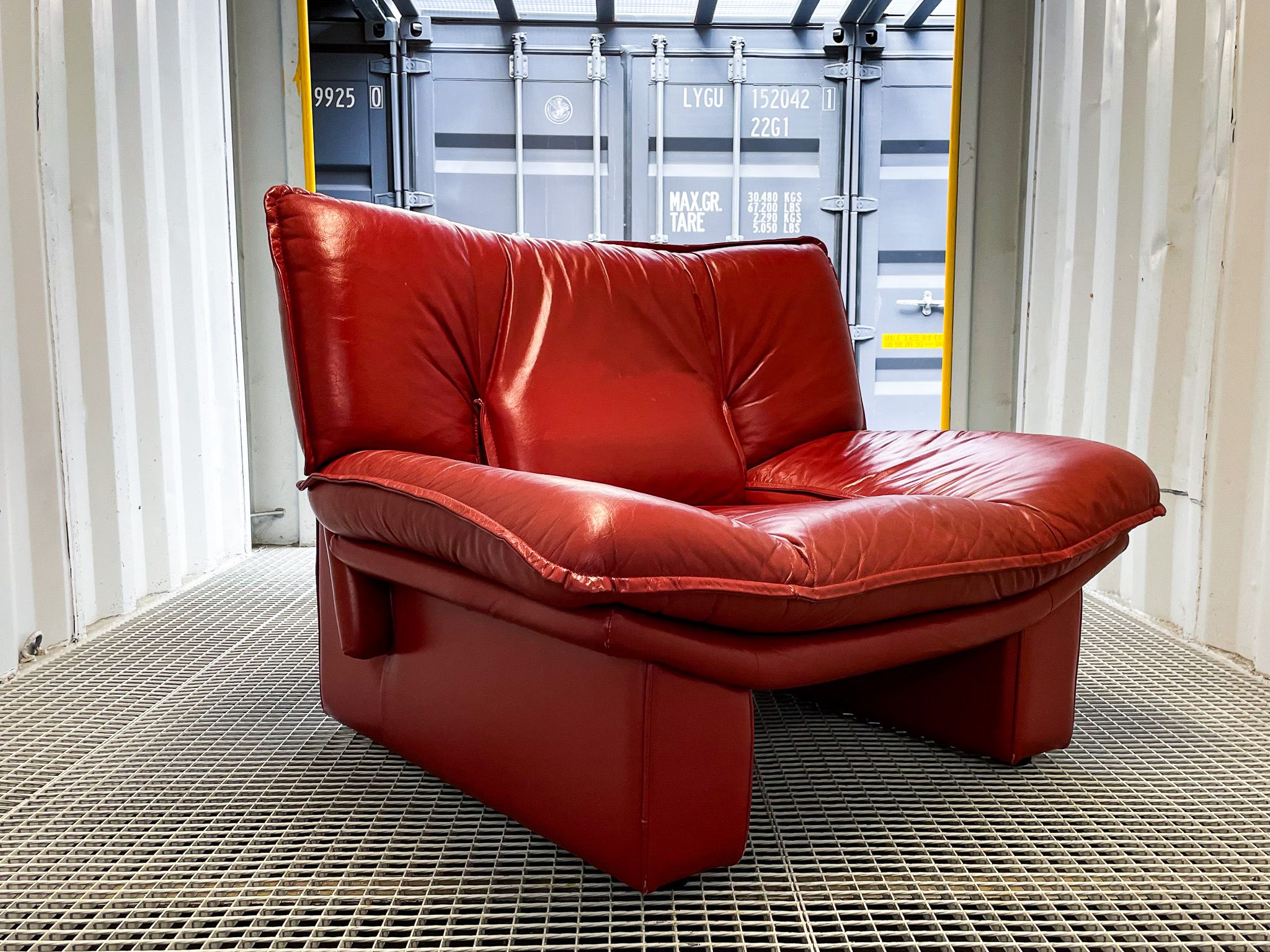 Nicoletti Salotti Italian Designer - Armchair and sofa set 2 places in red leather
