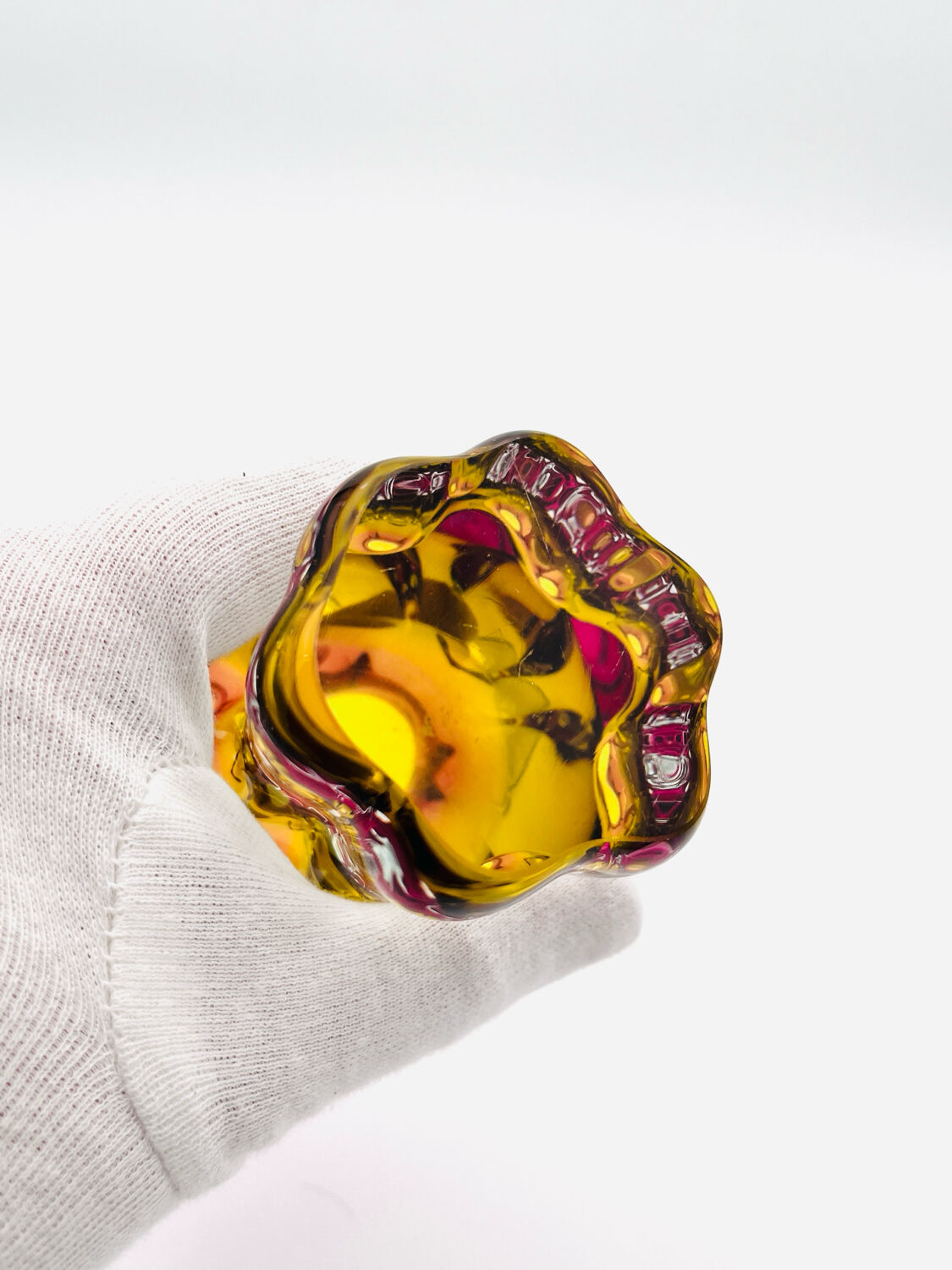 Vase - Sommerso - Josef Hospodka in fuchsia and amber yellow crystal