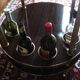 Round "bar" service in gilded metal on wheels and formica trays