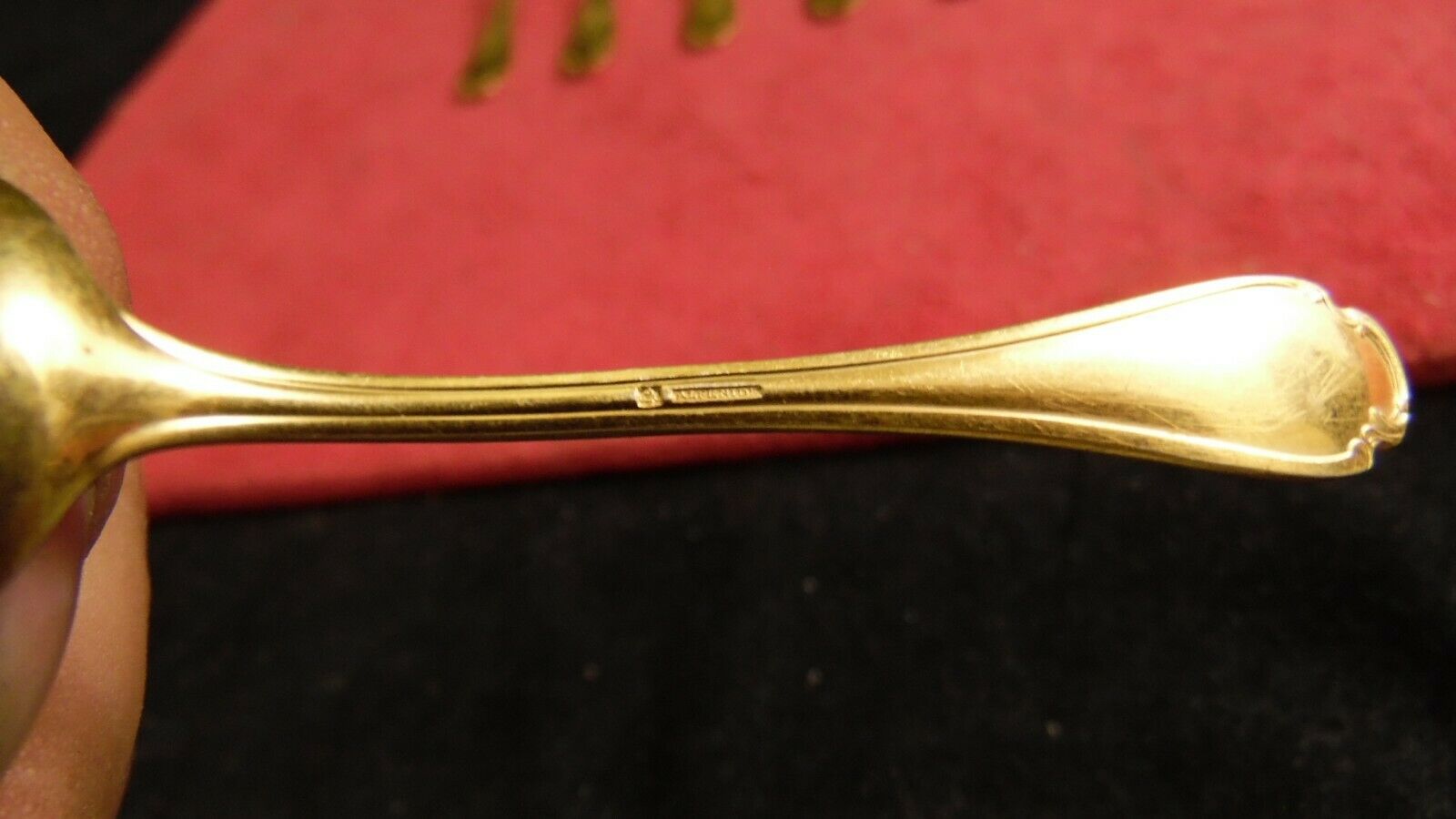 Service 11 spoons mocha gold metal Christofle Alfénide model Pompadour