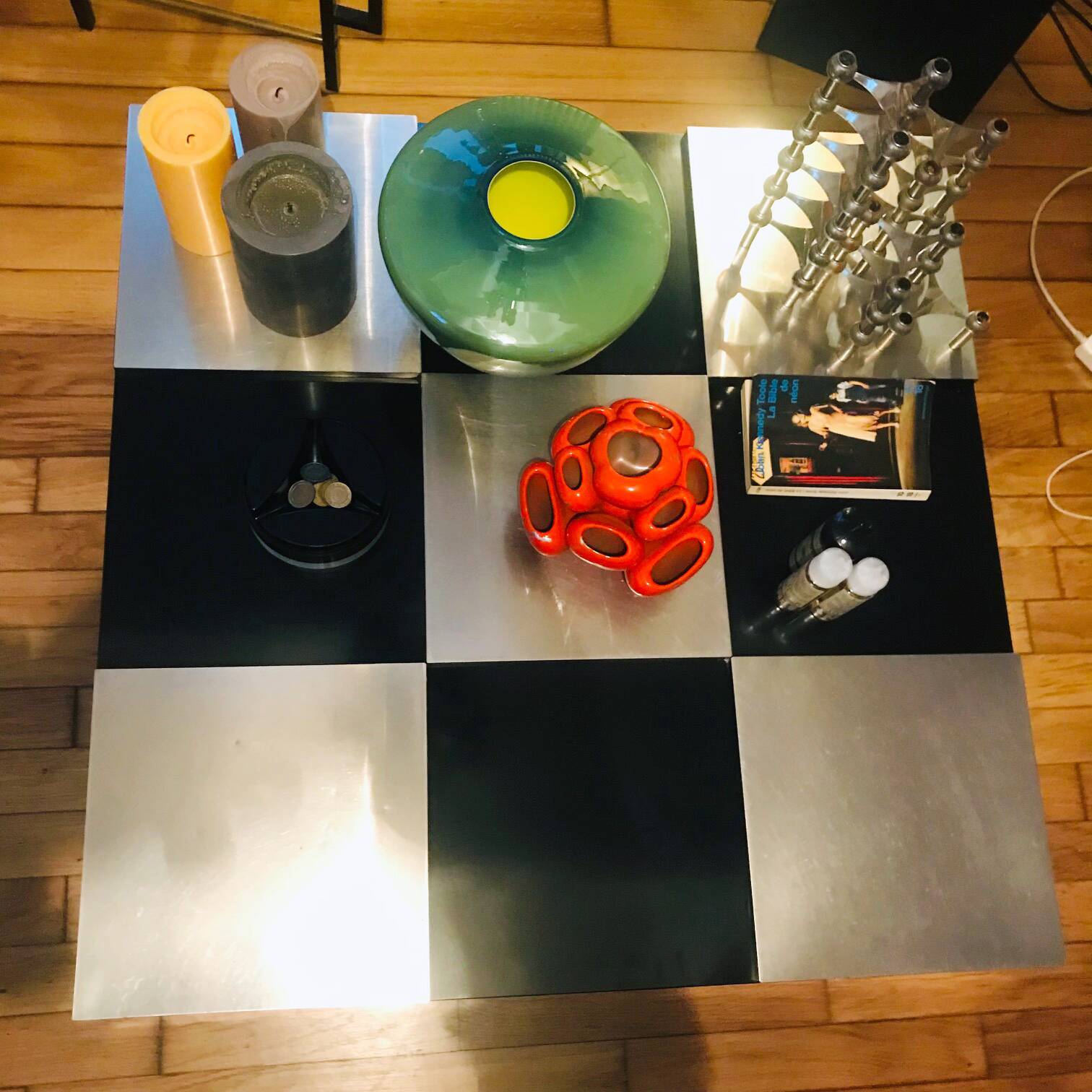 Table Basse Vintage à Damier • Space Age • 1970
