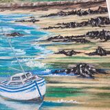 Pastel ancien Quiberon signé