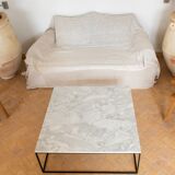 Square coffee table in white carrara marble 80x80