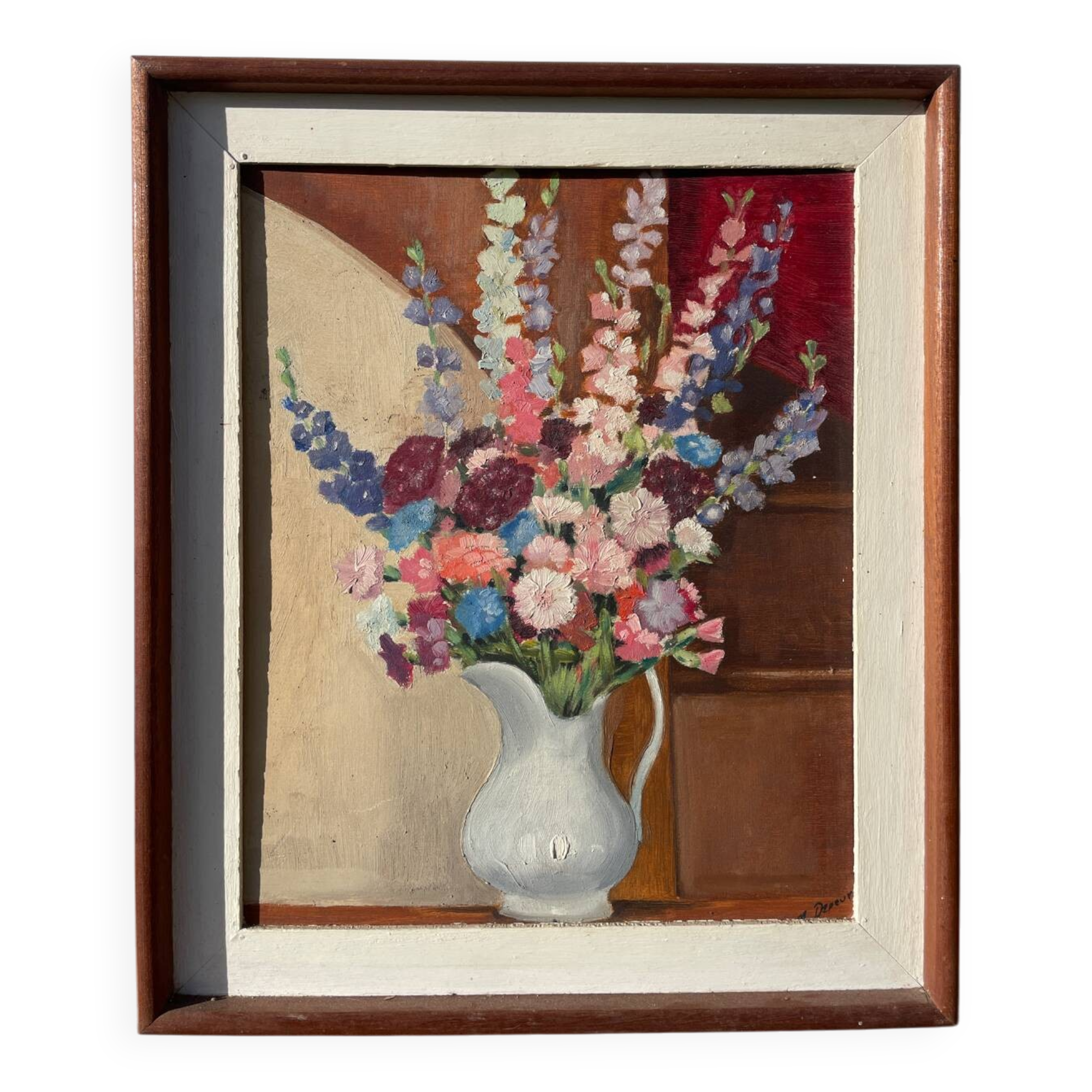 Bouquet of flowers signed old painting