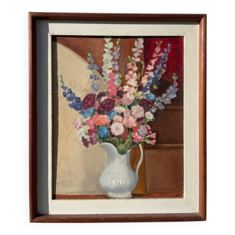 Bouquet of flowers signed old painting