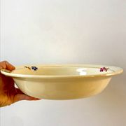 Salad bowl / hollow dish Saint Amand / Céranord hand-painted pink and blue flowers, 1940s