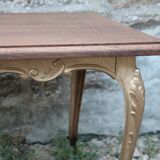 Table basse ancienne dorée et bois