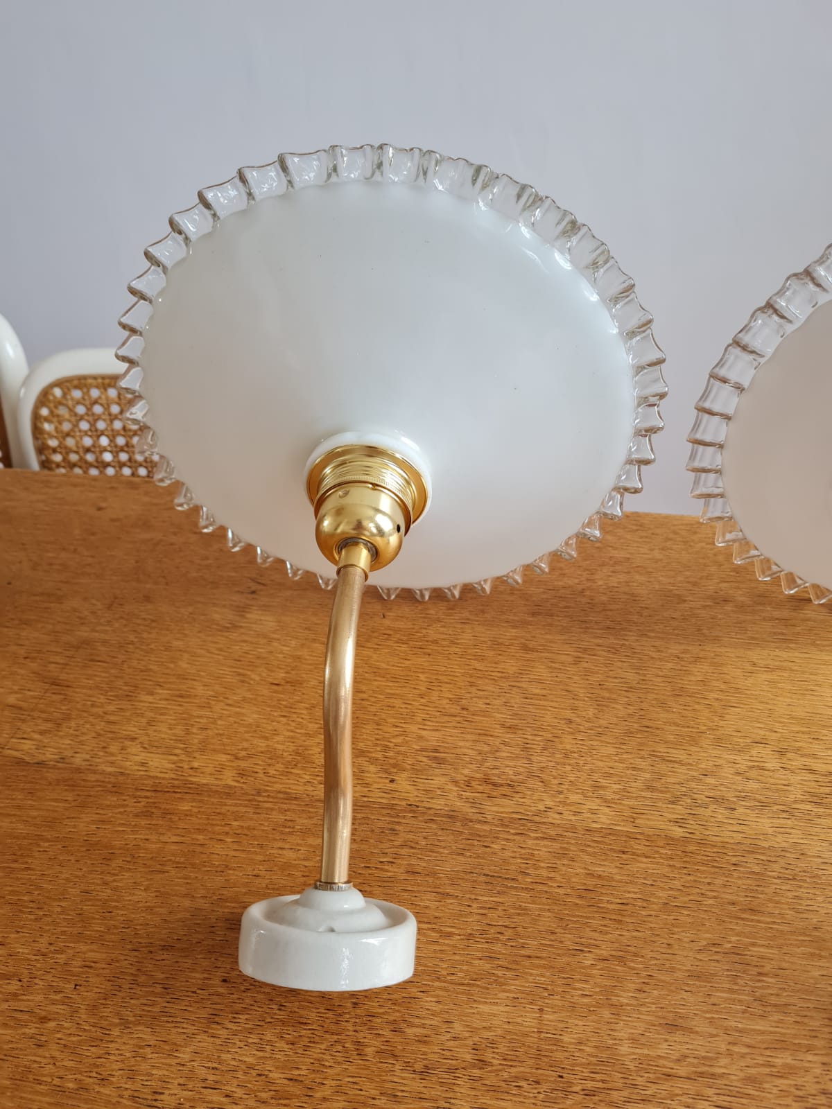 Pair of opaline wall lamps