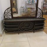 Art deco hammered wrought iron planter mirror