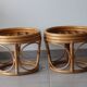 Two vintage rattan ottomans