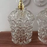 Pair of vintage chiseled glass sconces