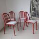 Set of 4 modernist red metal chairs