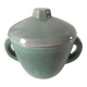 Covered sugar bowl in celadon ceramic – modernist lines