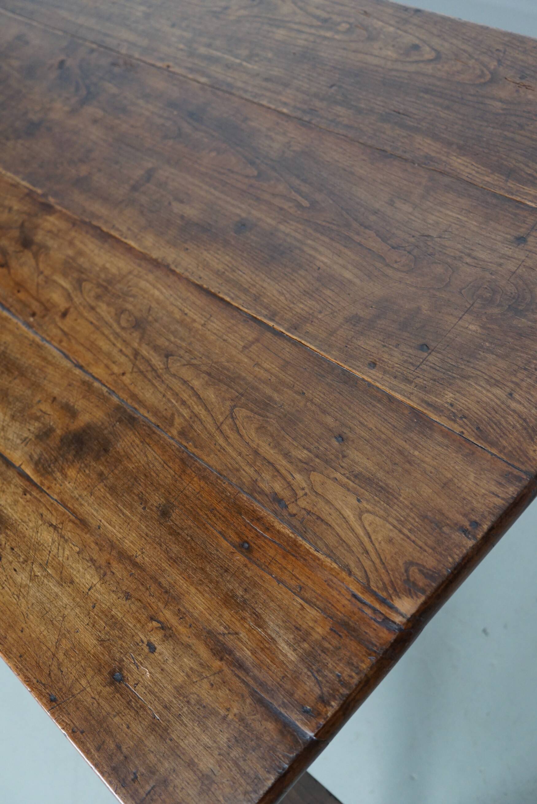 Antique Fruitwood & Oak Early 20th Century French Rustic Farmhouse Dining Table