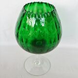 Vase Calice verre d'Empoli vert centre de table sur pied 38 cm coupe collection