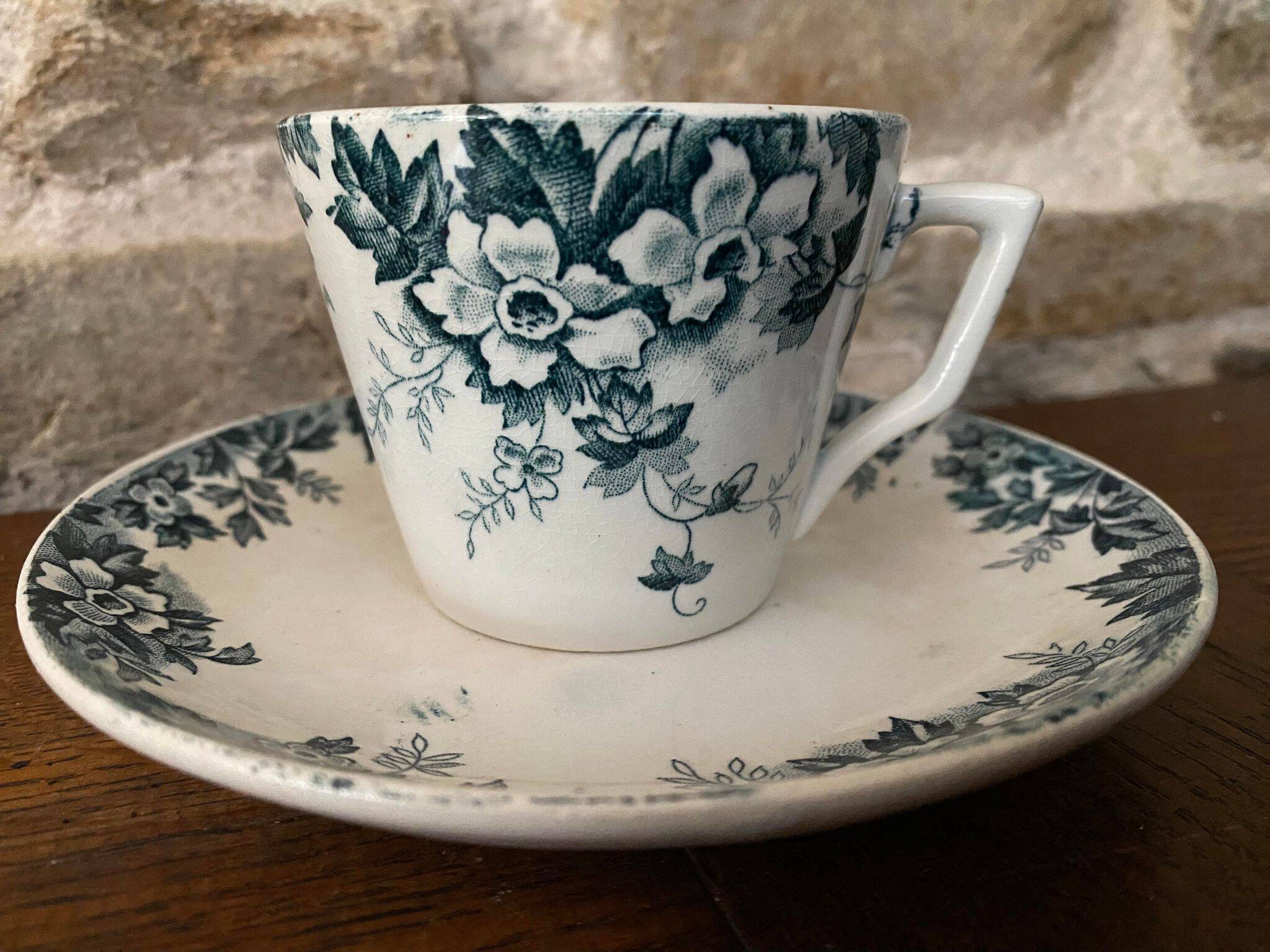 Cup and saucer in Iron Earth St Amand and Hamage Marie Louise
