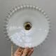 Pair of vintage pendant lights in white opaline and transparent serrated edges