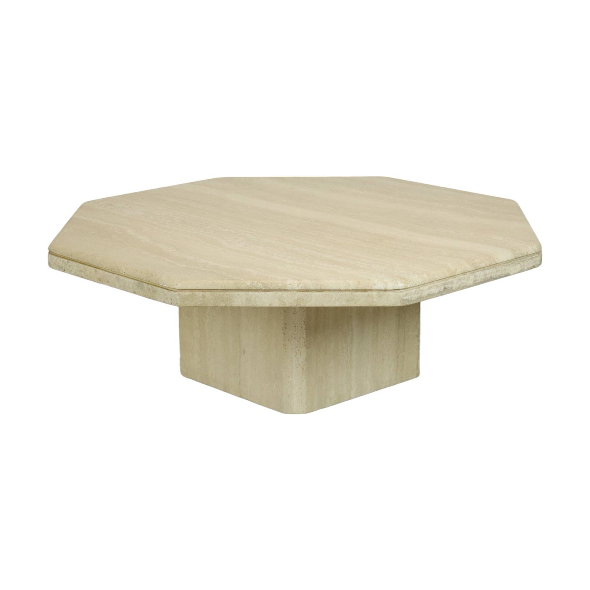 Vintage Octagonal Travertine Coffee Table 1970s Italian Design