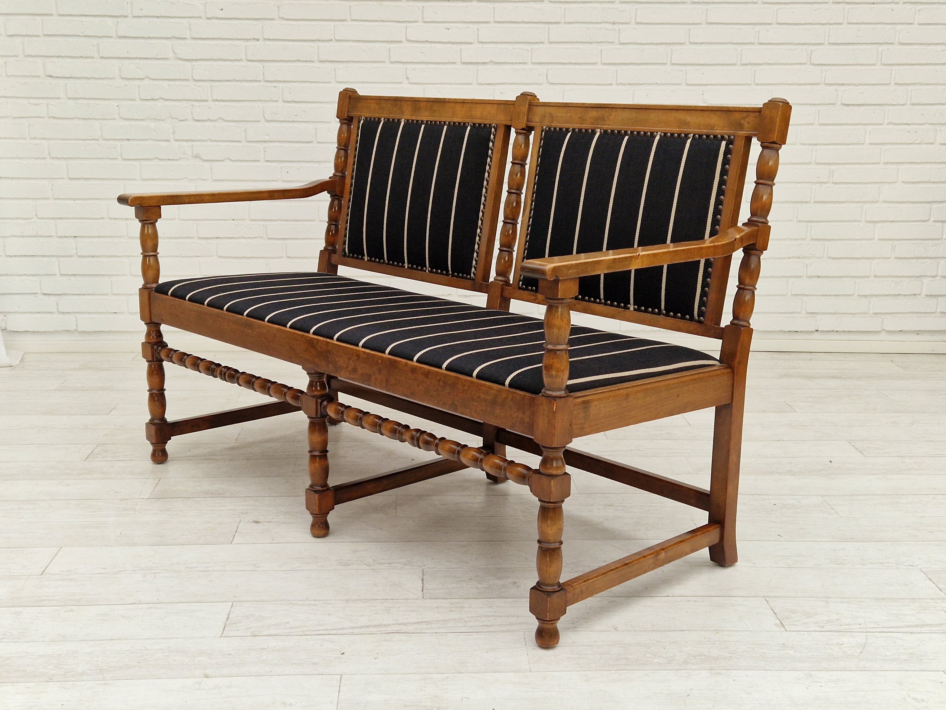 1950s, Scandinavian bench-sofa, ash wood, wool, original condition.