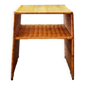 Wicker bedside table or side table from the 1960s.