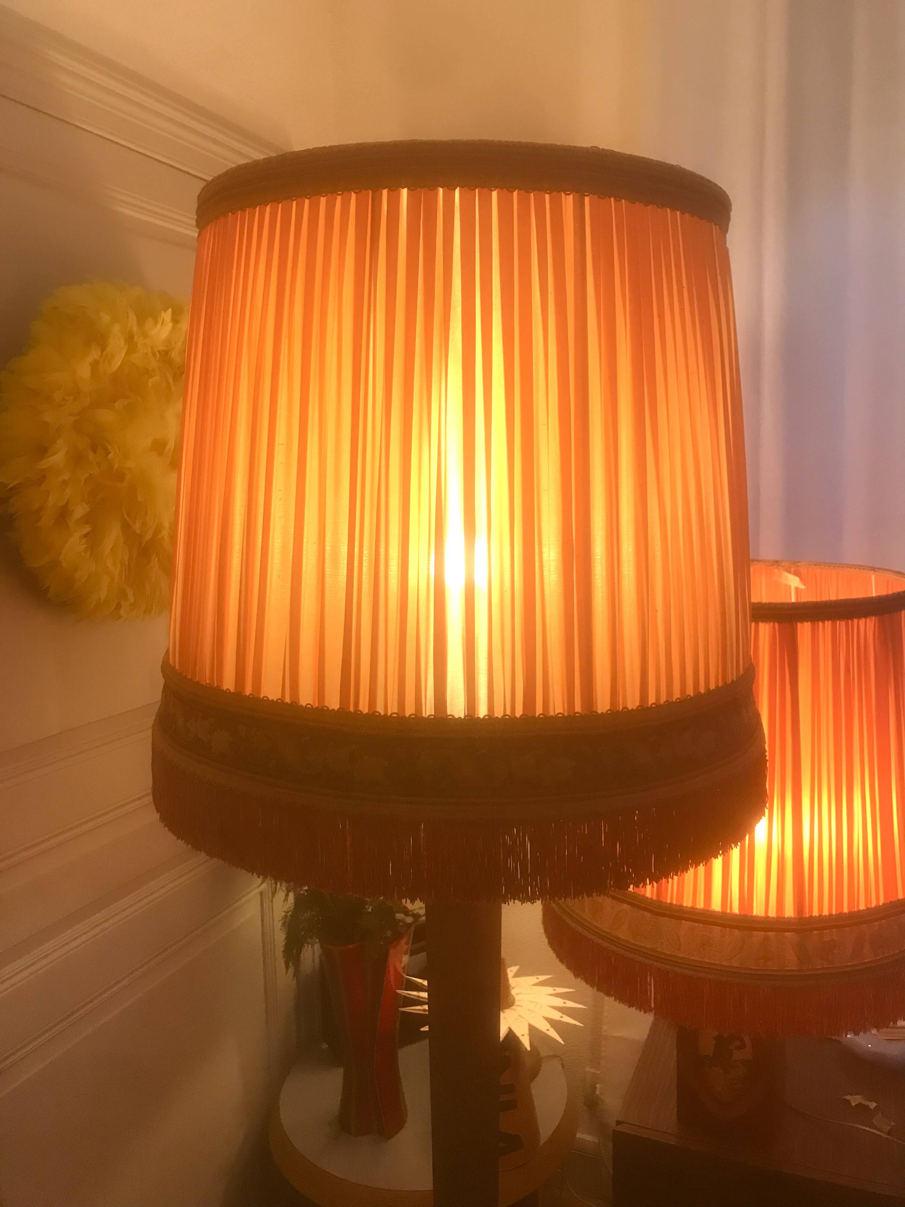 Paire d’abat-jours vintage 1950 orange