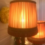 Pair of vintage 1950 orange lampshades